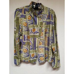 Tru Blouse Women Double-Breasted Asymmetric Shirt Top/Blazer Size 40 Long Sleeve